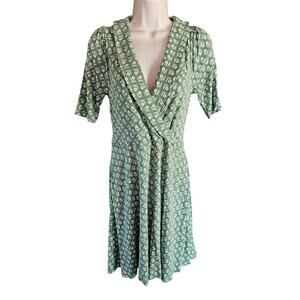 English ivy Boden faux wrap dress 6 US green 1/2 sleeve jersey knit w/ pockets